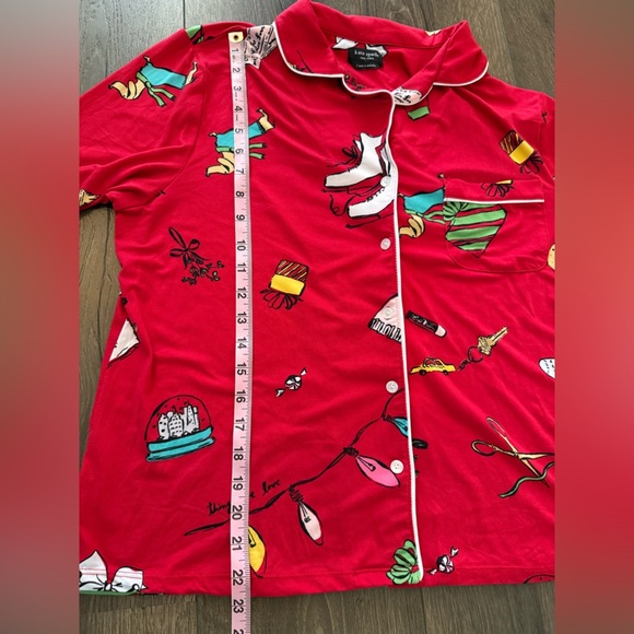 Kate Spade Red Winter Print Pajama Set Size Large - Picture 9 of 10